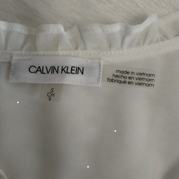 Calvin Klein Shear Blouse color White size Small - Picture 5 of 9